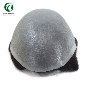 Sistema di Sostituzione <span class=keywords><strong>Capelli</strong></span> Uomo Ultra Sottile 0.03-0.04mm in Poliuretano con Base in <span class=keywords><strong>Pelle</strong></span> Naturale, Toupet Maschile in <span class=keywords><strong>Capelli</strong></span> Umani - Product Image 2