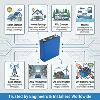 Sel Baterai LiFePO4 Grade A LF230 3.2V 230Ah, Baterai Lithium Isi Ulang Siklus Dalam untuk Paket Baterai DIY, ESS Rumah, dan Kelautan