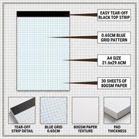 Bloc-notes A4 personnalisé détachable 21,6 x 29,6 cm, ligné, avec ouverture supérieure, pour mémos et notes portables