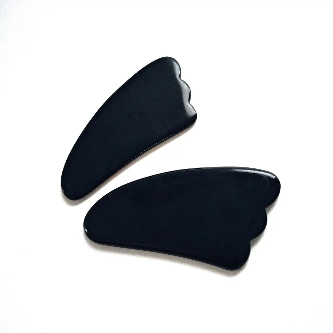 HZ 100% Natural Scraping Black Obsidian Massage Tool Guasha Therapy for anti aging skincare