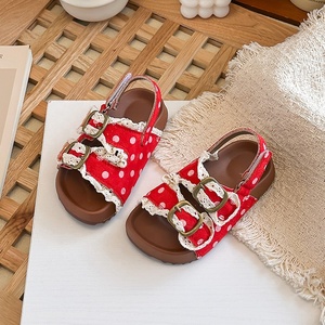 <span class=keywords><strong>Sandales</strong></span> antidérapantes pour filles et enfants, avec boucle réglable, à pois, avec garniture en dentelle, pour la plage, usage quotidien décontracté - Product Image 2