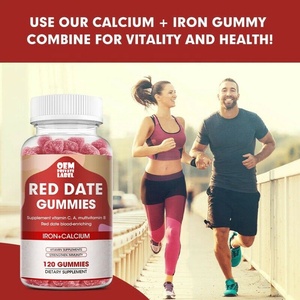 Gummie rosse di calcio di ferro Gummies vitamina B12 Gummies integratore di vitamina <span class=keywords><strong>C</strong></span> vitamine B complesso per le donne Vegan Friendly