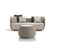 Lit de repos rond moderne en corde tressée pour l'extérieur avec coussins, canapé de patio pour hôtel et jardin