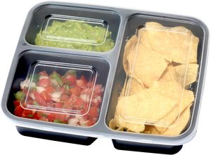 Contenants de préparation de repas en plastique PP, résistants au micro-ondes, 2 compartiments, de qualité, jetables, transparents, pour emporter, avec couvercles - Product Image 4