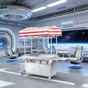 Convertible Stainless Steel Mobile Snack <b>Food</b> Service Cart 4 Wheel Rust Resistant Grill Built-In <b>Heater</b> Outdoor 2 Year Warranty - Product Image 5