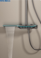 Olife Banos or Tiktok tendance salle de bain Gunmetal Piano clé numérique Led cascade pluie robinet de douche chaud froid ensemble de douche