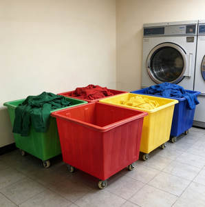 Chariot à linge mobile en <span class=keywords><strong>plastique</strong></span> robuste en gros avec deux roues pivotantes et freins Capacité de 500 kg pour hôtel et blanchisserie - Product Image 6