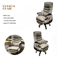 Chaise de bureau inclinable en cuir véritable de luxe, pivotante, pour bureau, chaise de direction en cuir véritable à dossier haut