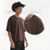 T-shirt court basique tendance de marque, coupe oversize décontractée, style streetwear, coupe carrée, manches courtes, unisexe, en coton épais