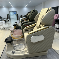 Fauteuil de pédicure électrique de luxe commercial avec revêtement en PU matelassé, fonction massage des pieds et bassin à remous amovible