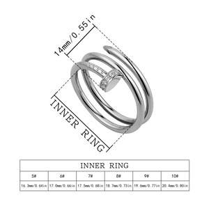 우아한 네일 링 라인스톤 장식 골드 도금 모비우스 밴드 여성 남성 패션 쥬얼리 도매 - Product Image 6