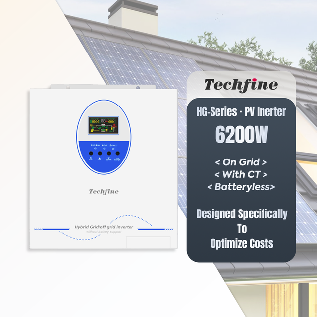 HG Series High Frequency Built-in MPPT Grid Batteryless Pure Sine Wave Solar Hybrid Inverter 6200W Single Phase 6.2KW With CT