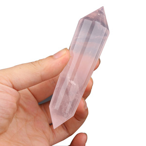 Points de Vogel en cristal de quartz à 24 facettes, 12 et 24 faces, en quartz clair et quartz rose - Product Image 1