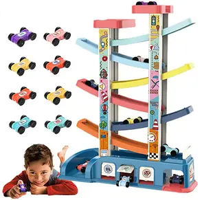 Huiye Kleinkinds pielzeug Auto Rampe Race Set mit 8 Mini Racer Cars Feinmotorik Montessori Gebäude früher Block Spielzeug