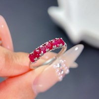 Nouvelle conception OEM/ODM, bague en argent sterling 925 plaqué or de luxe avec rubis naturel pour femme, anniversaire