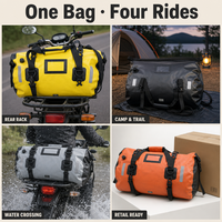 Sac étanche pour moto, sac de voyage en bâche PVC, fermeture à enroulement, 48L 66L, bandes réfléchissantes, valve d'air pour moto, tourisme, camping