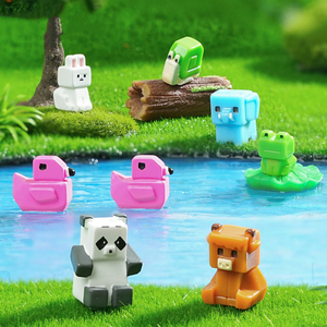 Cute Cube Animal <b>Figurine</b> Miniatures for Doll's House Accessories Mini Flamingo Frog Resin Statue Ornaments <b>Garden</b> Decorations - Product Image 1