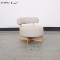 Fauteuil d'Appoint Japandi Wabi Sabi Nordique Moderne en Bois Bouclé pour Salon et Détente