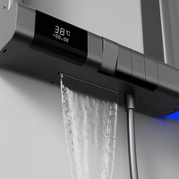 Ensemble de douche thermostatique de luxe pour spa - Acier inoxydable poli, mitigeur simple, pommeau de pluie en céramique, design moderne pour salle de bain d'hôtel