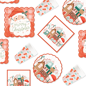 DAMAI Happy Christmas Santa Printing Tableware Set Disposable Paper Plates Cups Napkins for Christmas Decoration Party Supplies - Product Image 3