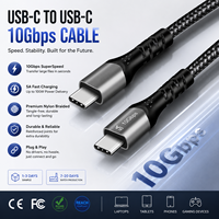Câble de transfert de données et vidéo USB-C vers USB-C LUNG KAY OEM 10 Gbps 4K 60 Hz 100 W 5 A à charge rapide, tressé en nylon