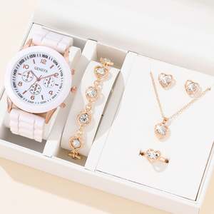 9858 Conjunto de joyas Moda Reloj de cuarzo clásico Mariposas Corazón Reloj Pulsera - Product Image 3