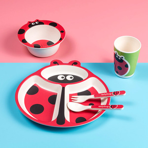 Incassable Assiettes Divisées <span class=keywords><strong>Micro</strong></span>-ondes <span class=keywords><strong>Plateau</strong></span> Allant Au Lave-Vaisselle pour Enfants En Plastique de Paille De Blé De Récipient de Nourriture - Product Image 6