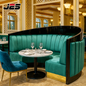 Asientos de Restaurante Curvos de Respaldo Alto de Lujo Moderno J2S, Sofá Tapizado de Terciopelo con Marco de Madera para Muebles de Restaurante - Product Image 1