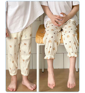 Pantalones de Punto con Estampado de Dibujos Animados, Ecológicos, <span class=keywords><strong>Antimosquitos</strong></span>, para Niños, Finos, con Cordón en el Tobillo, para Niños y Niñas, Casuales de Verano - Product Image 4