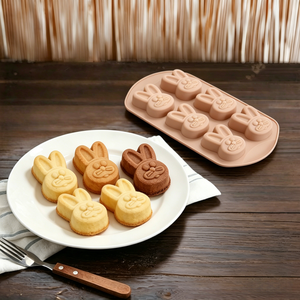 Moule en silicone à 6 cavités en forme <span class=keywords><strong>de</strong></span> lapin, antiadhésif, pour gâteaux, biscuits, <span class=keywords><strong>chocolat</strong></span>, bonbons, glaçons, cupcakes - Product Image 6