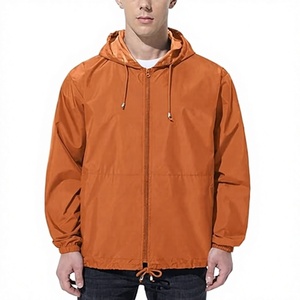 Chaqueta Cortavientos Naranja para Hombre, Cierre de Cremallera, Estilo Casual, Impermeable, Exterior de Cuero Genuino, Secado Rápido, Transpirable, Invierno - Product Image 1
