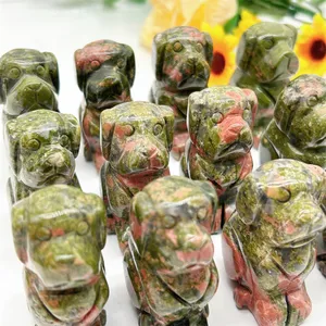 Wholesale Natural Crystal Carving Crafts Product Polished Unakite Dog Decoration For Gift Ornament