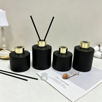 Bouteille en verre ronde pour diffuseur à bâtonnets, personnalisée, 50 ml, 100 ml, noir mat, blanc, colorée, avec bouchon à vis, sérigraphie, emballage carton