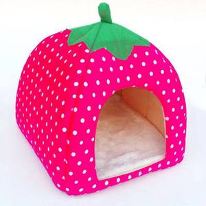 Bán Buôn Kích Thước Nhỏ Dâu Tây Vải To Kèn Pet Tổ Dual-Sử Dụng Cho Mèo Chó Thỏ Mùa Đông Ấm Áp Vụ Nổ Rắn Patte - Product Image 5