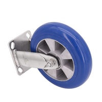 Roue pivotante en caoutchouc à noyau en aluminium robuste de 8 pouces, capacité de charge de 330 kg, support en acier inoxydable 304 pour chariots industriels lourds