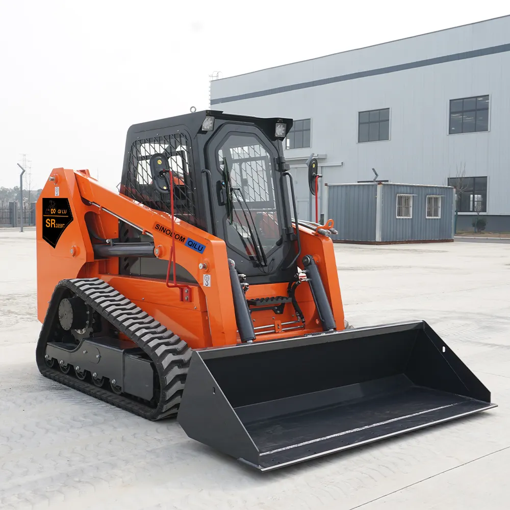 FREE SHIPPING     EPA CE Small Cheap skid steer diesel loader bucket mini tracked skid steer with concrete mixer/ log grapple