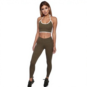 Ropa de Yoga Personalizada al por Mayor, Último Diseño, Conjunto Deportivo de 2 Piezas para Mujer, Transpirable, Elástico, con Espalda Cruzada y Largo hasta la Pantorrilla - Product Image 5