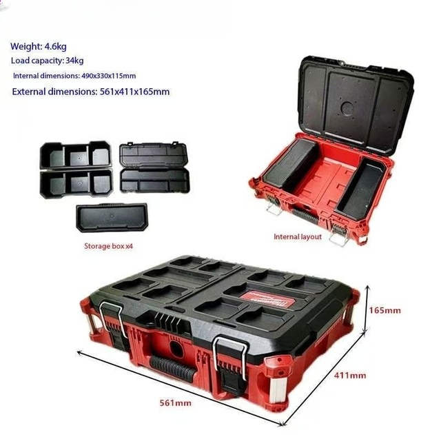 Customizable ODM Packout Red Rolling Modular Stackable Tool Box Storage System Case