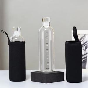 Botella de Agua de Vidrio de Borosilicato con Logotipo Personalizado JM, con Marcador de Tiempo, Transparente, de Color, para Beber - Product Image 5