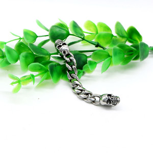 yunnique Pulsera de cadena con calavera de acero inoxidable para hacer joyas, estilo retro punk - Product Image 4