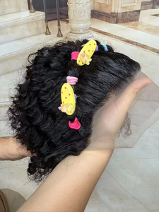 Nouvelle perruque courte en <span class=keywords><strong>cheveux</strong></span> humains avec dentelle frontale, alignée aux cuticules, pré-épilée, pour petites filles, jeunes femmes et femmes noires, idéale pour le cosplay - Product Image 4