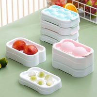 Boîte à glace sphérique en plastique en gros d'usine couvercle fait maison moule de hockey à glaçons à usage domestique pour les fabricants de crème glacée faits maison