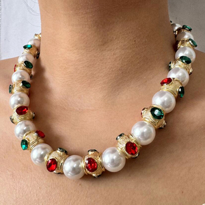 Kaimei 2025 joyería de moda al por mayor barato aleación Metal barroco perla collares grandes Vintage oro perla diamante nupcial collares - Product Image 1