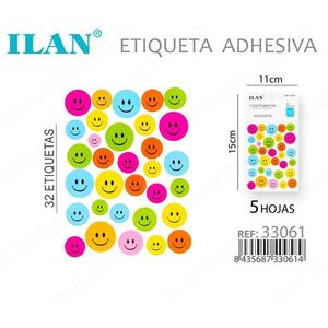 อิลัน สติ๊กเกอร์ติดฉลาก 32 ฉลาก 5 แผ่น หน้ายิ้มหลากสี 11x15 ซม. - Product Image 3
