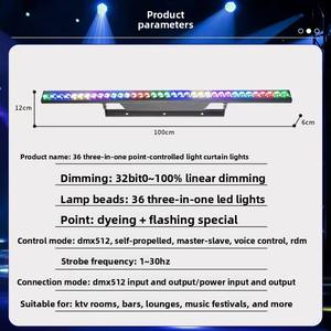 Barre de lumière LED 36 LED pour scène, éclairage de fête, projecteur mural RGBW, lumière stroboscopique, rideau lumineux, éclairage de fond de scène pour DJ et club - Product Image 4