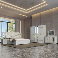 Suite de chambre personnalisable de luxe moderne pour hôtel/hôpital avec lit King/Queen/Full Size, table de chevet, armoire et tiroirs de rangement laqués