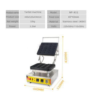 Máquina Automática Digital para Hacer Tartaletas de Acero Inoxidable NP-822 220V Nueva 32kg Peso Neto para Panadería/Cafetería/Pastelería - Product Image 1