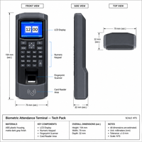 Machine de pointage biométrique par empreinte digitale avec clavier à code, sortie Wiegand, contrôle d'accès, rapport USB pour le personnel de bureau