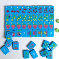 Schattig zomerse tropische Mahjong set lichtblauw acryl 160 tegels fruit papegaai patroon uniek cadeau voor meisjes zwembad vakantie game night