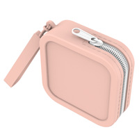 Petit sac carré en silicone avec fermeture éclair, couleur unie, portable, multifonctionnel, pour le rangement des cosmétiques, résistant aux chutes